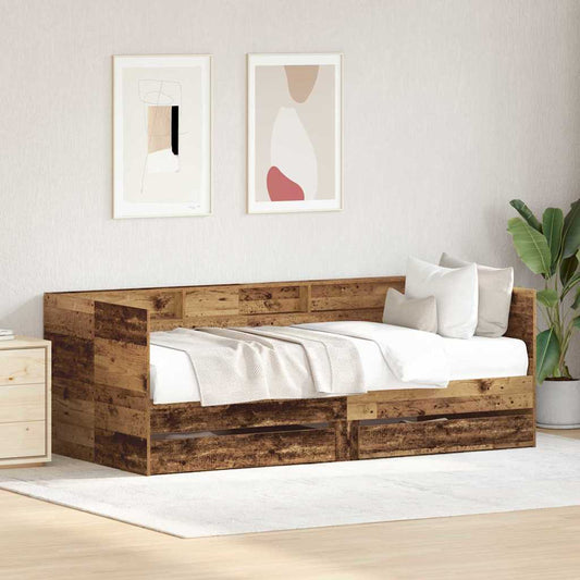 Daybed with Drawer Old Wood 75 x 190 cm Engineered Wood