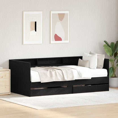 Daybed with Headboard Black Oak 75 x 190 cm Engineered Wood