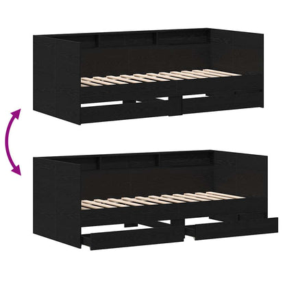 Daybed with Headboard Black Oak 75 x 190 cm Engineered Wood