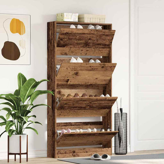 Shoe Cabinet 80 x 21 x 163.5 cm Engineered Wood Old Wood