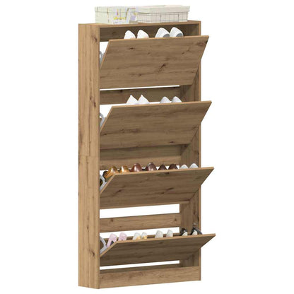 Shoe Cabinet 80 x 21 x 163.5 cm Engineered Wood Artisan Oak
