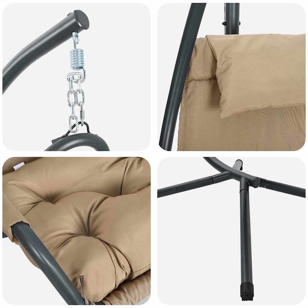 Hanging Egg Chair Folding Taupe 94 x 107 x 196.5 cm Steel