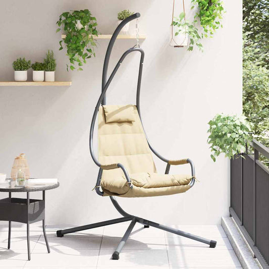 Hanging Egg Chair Steel 94 x 107 x 196.5 cm Beige