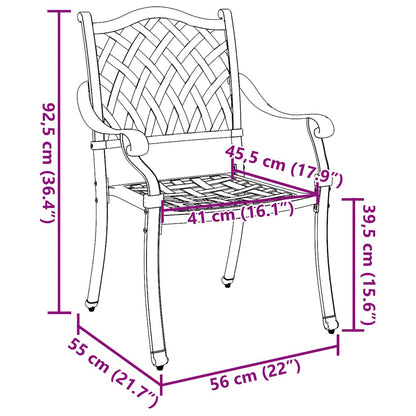 Garden Chair 2 pcs Bronze 56 x 55 x 92.5cm Aluminium