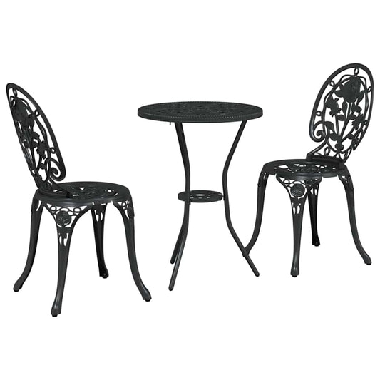Garden Bistro Set 3 pcs Black Aluminium