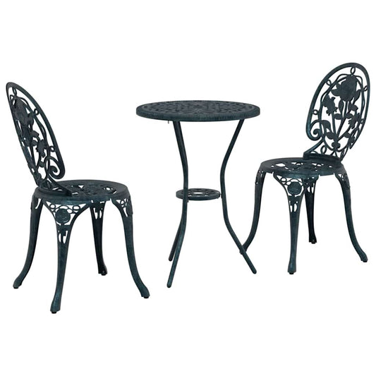 Garden Bistro Set 3 pcs Green Aluminium