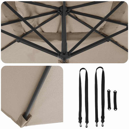 Roma Parasol Taupe 286 x 284 x 265 cm Aluminium and Polyester