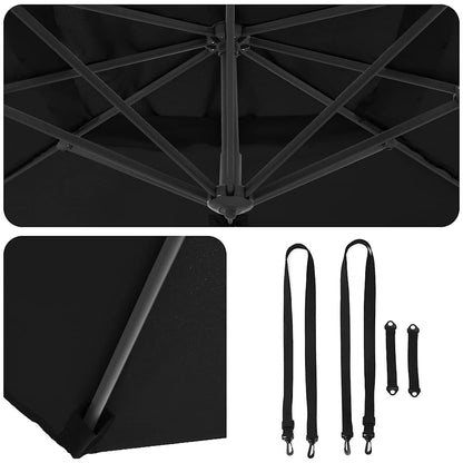 Roma Parasol Black 286 x 284 x 265 cm Aluminium and Polyester