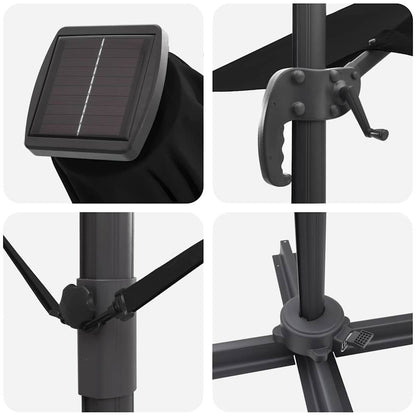 Roma Parasol Black 286 x 284 x 270 cm Aluminium and Polyester
