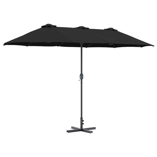 Garden Parasol Black 370 x 197 x 239 cm Powder-coated steel