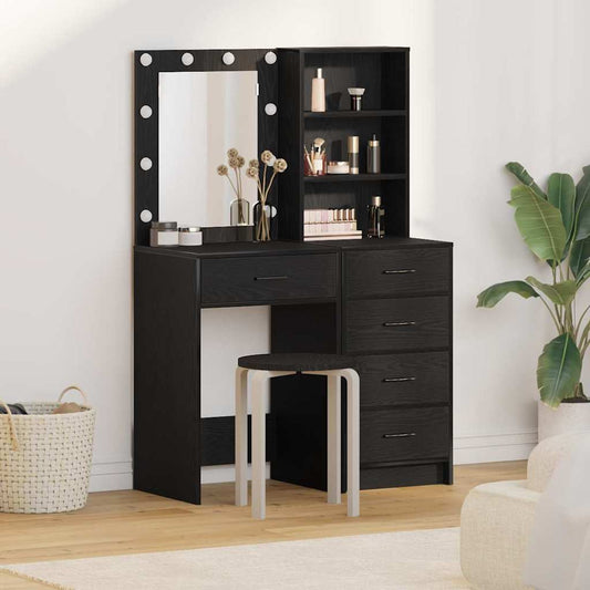 Dressing Table 2 pcs Black 50 x 41 x 135 cm Engineered Wood
