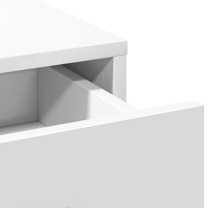 Dressing Table with Mirror Lights 3 pcs White Engineered Wood