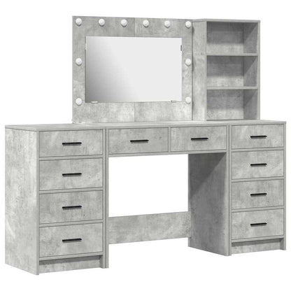 Dressing Table with Drawer 3 pcs Concrete Grey Engineered Wood