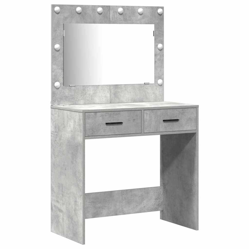 Dressing Table with Drawer 3 pcs Concrete Grey Engineered Wood