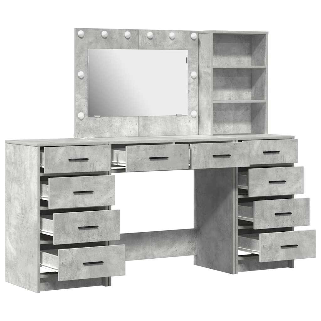 Dressing Table with Drawer 3 pcs Concrete Grey Engineered Wood