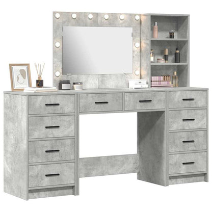 Dressing Table with Drawer 3 pcs Concrete Grey Engineered Wood