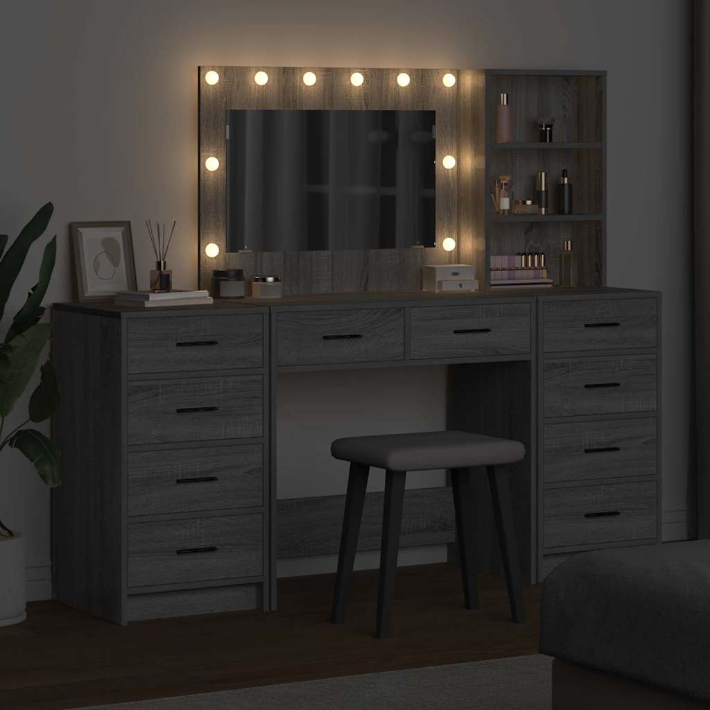 Dressing Table with Drawer 3 pcs Grey Sonoma Engineered Wood