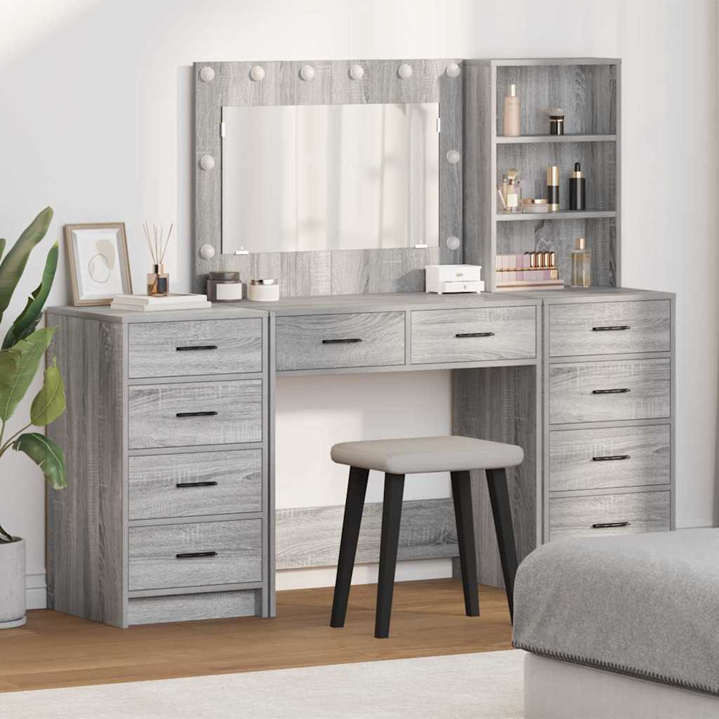 Dressing Table with Drawer 3 pcs Grey Sonoma Engineered Wood