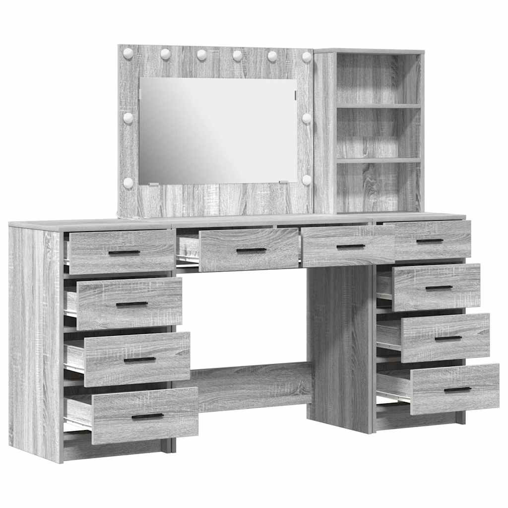Dressing Table with Drawer 3 pcs Grey Sonoma Engineered Wood