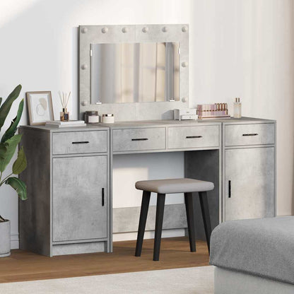Dressing Table with Mirror Lights 3 pcs Grey Engineered Wood