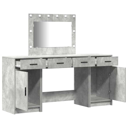 Dressing Table with Mirror Lights 3 pcs Grey Engineered Wood