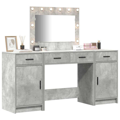 Dressing Table with Mirror Lights 3 pcs Grey Engineered Wood