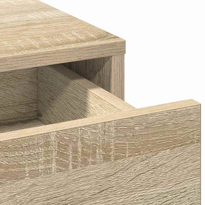 Dressing Table with Mirror Lights 2 pcs Brown Engineered Wood