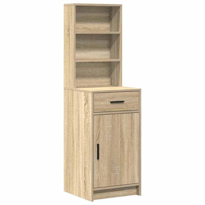 Dressing Table with Mirror Lights 2 pcs Brown Engineered Wood