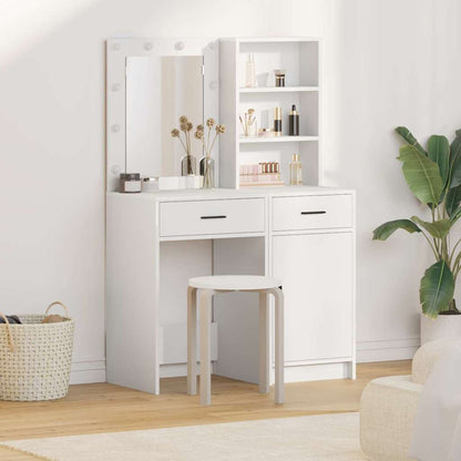 Dressing Table Set with Drawer 2 pcs White Engineered Wood