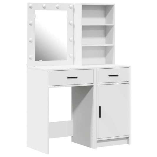 Dressing Table Set 2 pcs White Engineered Wood