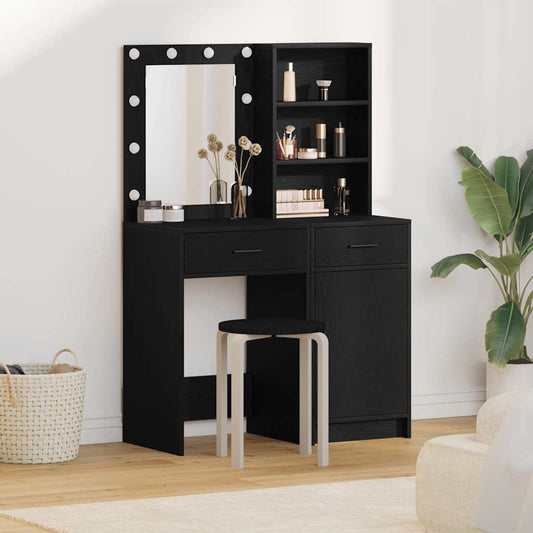 Dressing Table Set 2 pcs Black Oak Engineered Wood