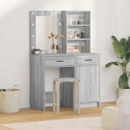 Dressing Table Set with Shelf 2 pcs Grey Sonoma Engineered Wood