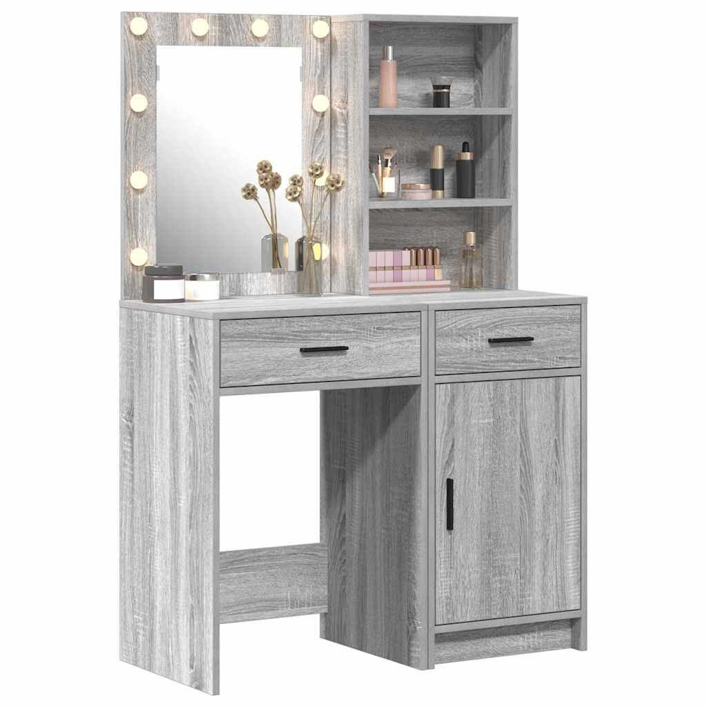 Dressing Table Set with Shelf 2 pcs Grey Sonoma Engineered Wood