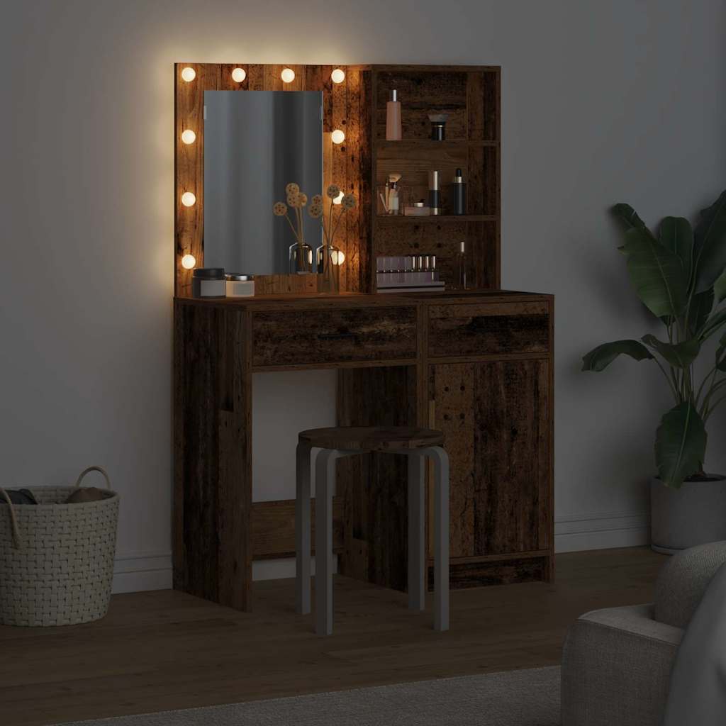 Dressing Table Set with Drawer 2 pcs Old Wood Engineered Wood
