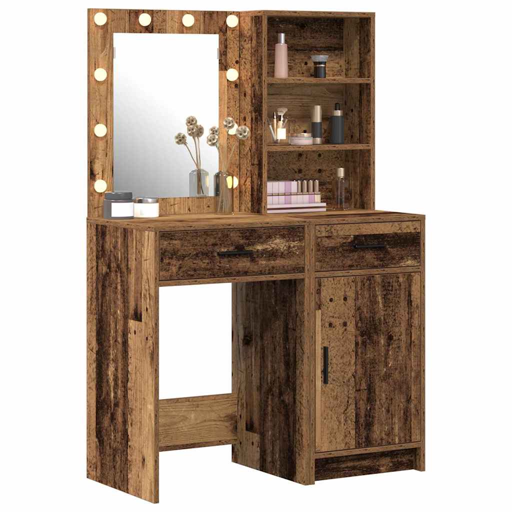 Dressing Table Set with Drawer 2 pcs Old Wood Engineered Wood