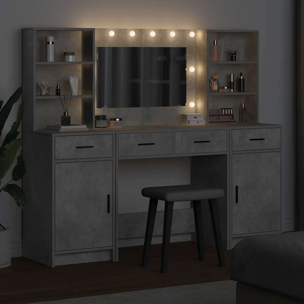 Dressing Table Set 3 pcs Concrete Grey Engineered Wood