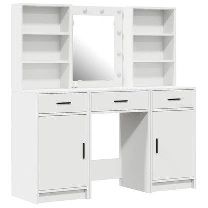 Dressing Table Set with Drawer 3 pcs White Engineered Wood