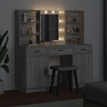 Dressing Table Set with Shelf 3 pcs Grey Sonoma Engineered Wood