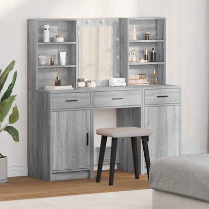 Dressing Table Set with Shelf 3 pcs Grey Sonoma Engineered Wood