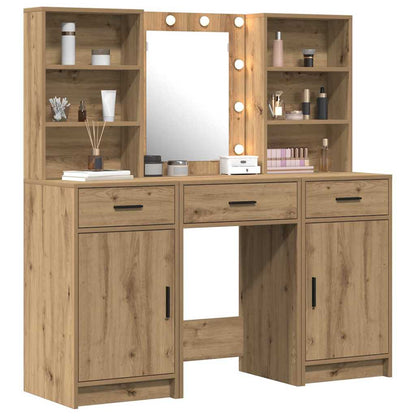 Dressing Table Set with Shelf 3 pcs Artisan Oak Engineered Wood