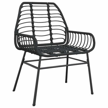 3 Piece Garden Dining Set Black Poly Rattan Glass