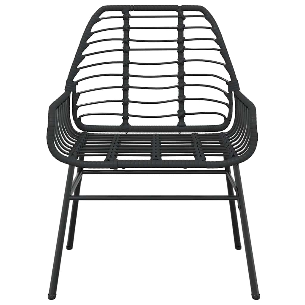 5 Piece Garden Dining Set Black Poly Rattan Glass