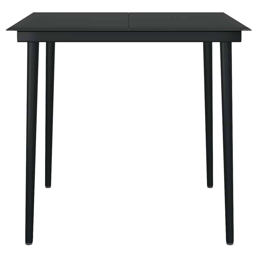 5 Piece Garden Dining Set Black Poly Rattan Glass