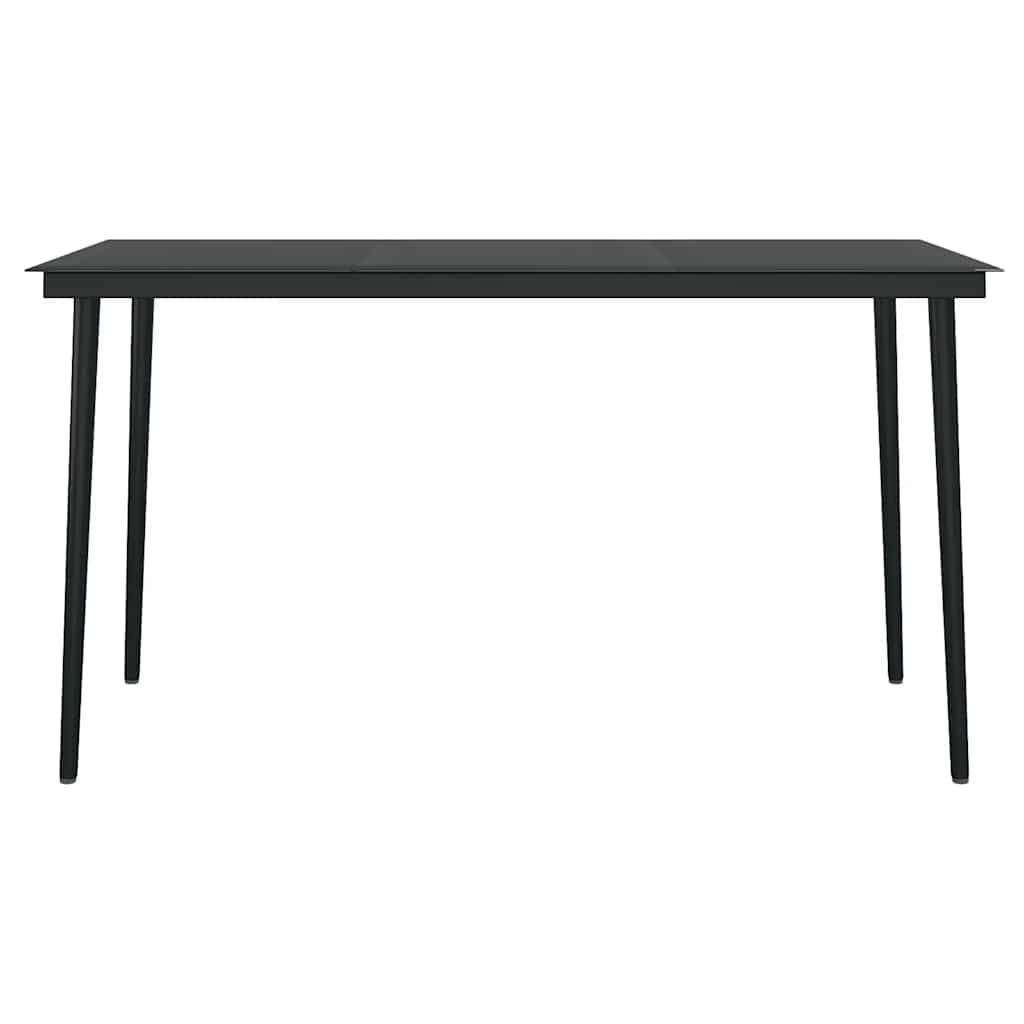 5 Piece Garden Dining Set Black Poly Rattan Glass