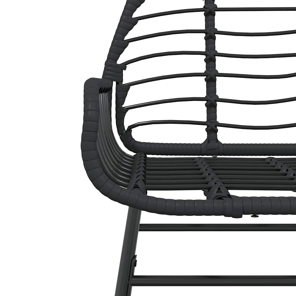 7 Piece Garden Dining Set Black Poly Rattan Glass