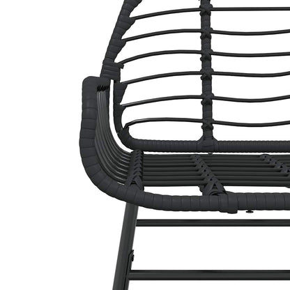 7 Piece Garden Dining Set Black Poly Rattan Glass
