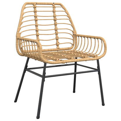 7 Piece Garden Dining Set Brown Poly Rattan Glass