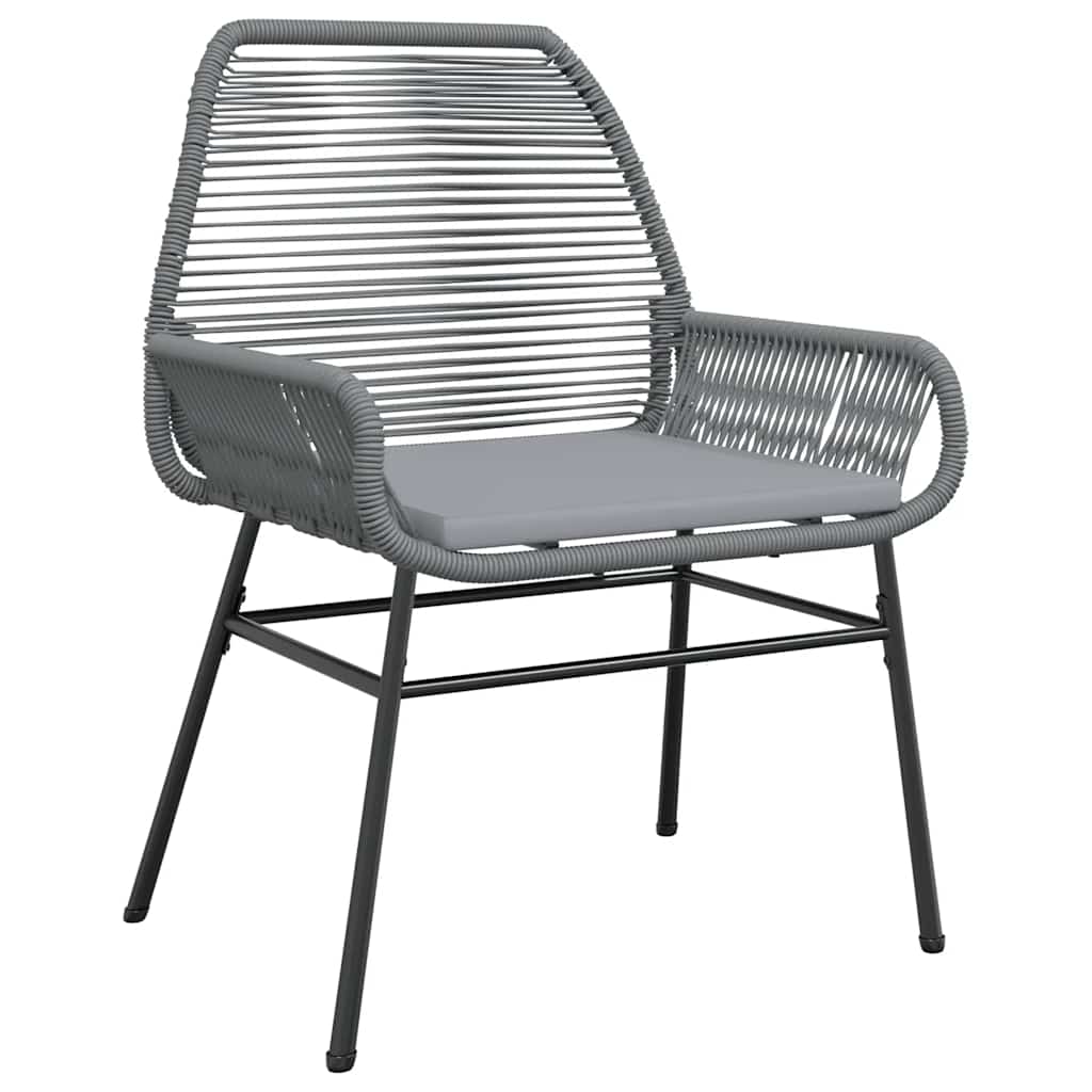 5 Piece Patio Dining Set with Cushions Gray Poly Rattan Glass