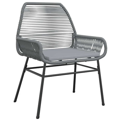 5 Piece Patio Dining Set with Cushions Gray Poly Rattan Glass