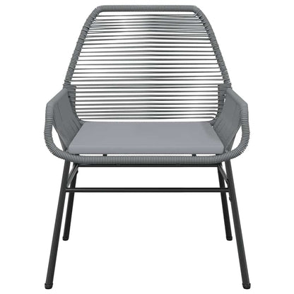 5 Piece Patio Dining Set with Cushions Gray Poly Rattan Glass